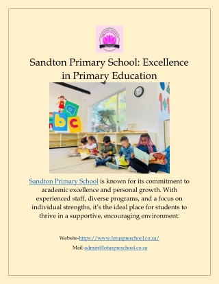 Sandton Primary School: Excellence in Primary Education