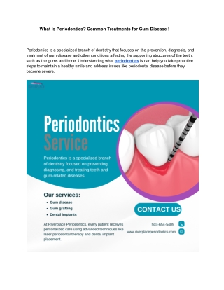 What Is Periodontics_ Common Treatments for Gum Disease !