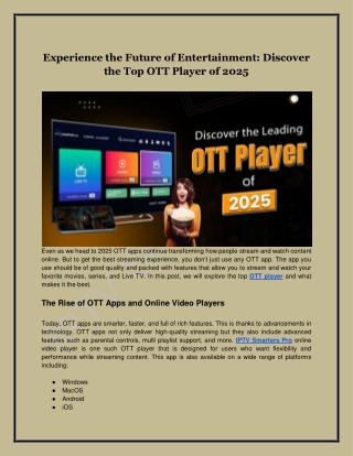 Experience the Future of Entertainment_ Discover the Top OTT Player of 2025