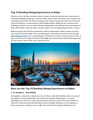 Top 10 Rooftop Dining Experiences in Dubai