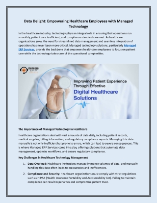 Data Delight Empowering Healthcare Employees with Managed Technology