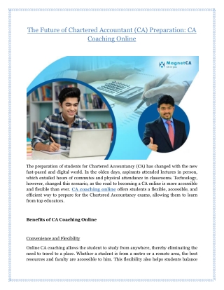 The Future of Chartered Accountant (CA) Preparation: CA Coaching Online