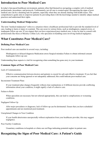 Recognizing the Signs of Poor Medical Care: A Patient's Guide