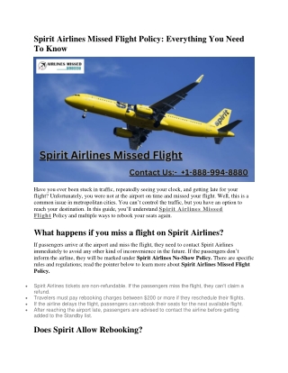 Spirit Airlines Missed Flight Policy Everything You Need To Know