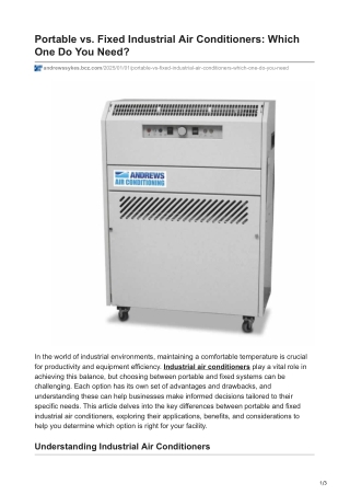 Portable vs. Fixed Industrial Air Conditioners Which One Do You Need