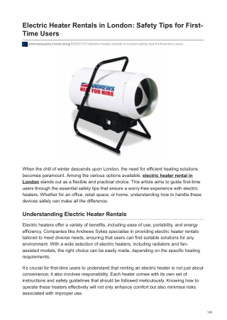 Electric Heater Rentals in London Safety Tips for First-Time Users