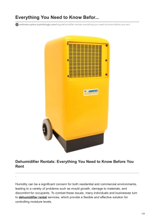Dehumidifier Rentals Everything You Need to Know Before You Rent