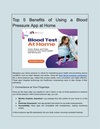 Why a Blood Pressure App is Essential for Home Health Monitoring?