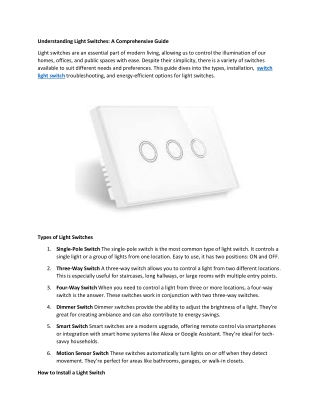 Understanding Light Switches