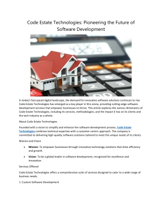 Code Estate Technologies: Pioneering the Future of Software Development