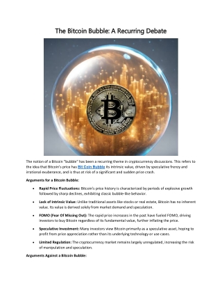 The Bitcoin Bubble: A Recurring Debate