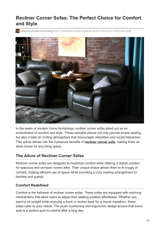 Recliner Corner Sofas The Perfect Choice for Comfort and Style