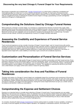 Discovering the Best Chicago IL Funeral Home for Your Requirements
