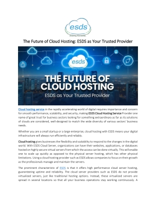 The Future of Cloud Hosting ESDS as Your Trusted Provider