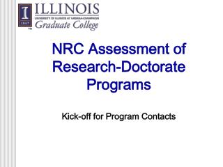 NRC Assessment of Research-Doctorate Programs Kick-off for Program Contacts