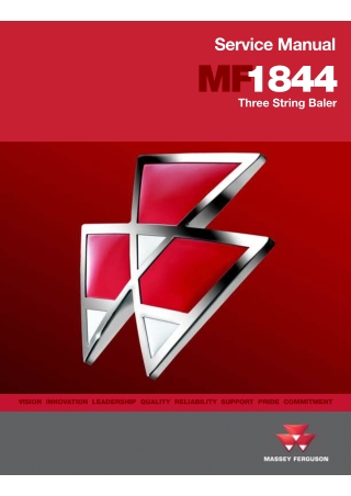 Massey Ferguson MF1844 Three String Baler Service Repair Manual Instant Download (Part No. 4283475M2)