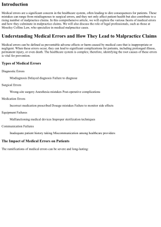 “Understanding Medical Errors and How They Lead to Malpractice Claims”