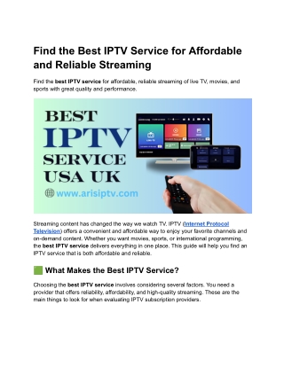 Find the Best IPTV Service for Affordable and Reliable Streaming