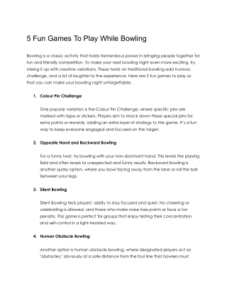 5 Fun Games To Play While Bowling