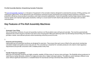 Pre-Roll Assembly Machine: Streamlining Cannabis Production