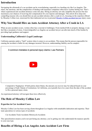 Why You Should Hire an Auto Accident Attorney After a Crash in LA