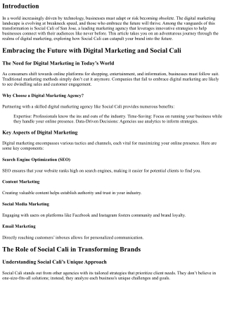 Embracing the Future with Digital Marketing and Social Cali