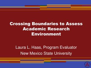 Crossing Boundaries to Assess Academic Research Environment