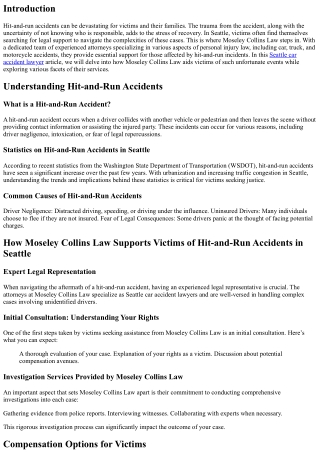 How Moseley Collins Law Supports Victims of Hit-and-Run Accidents in Seattle