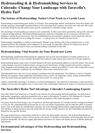 Taravellas Hydro Turf