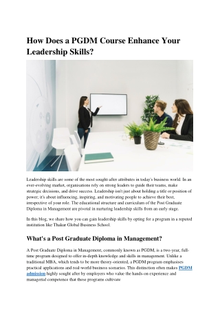 How Does a PGDM Course Enhance Your Leadership Skills