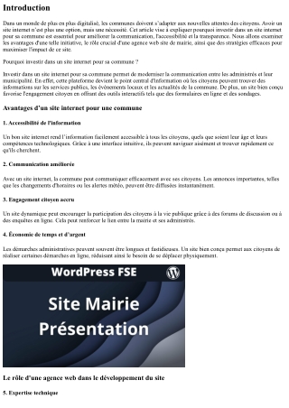 Pourquoi investir dans un site internet pour sa commune ?