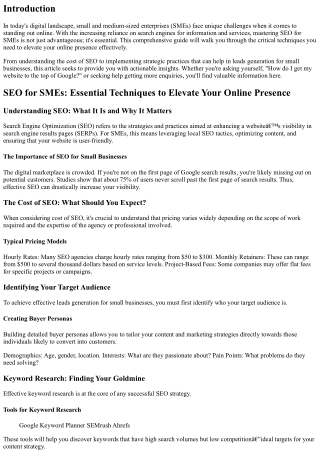 SEO for SMEs: Essential Techniques to Elevate Your Online Presence