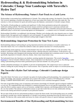 Taravellas Hydro Turf