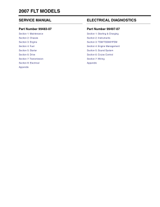2007 Harley Davidson Touring Service Repair Manual Instant Download