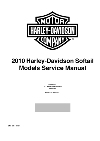 2010 Harley Davidson Softail Service Repair Manual Instant Download