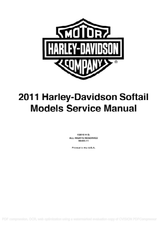2011 Harley Davidson Softail Service Repair Manual Instant Download