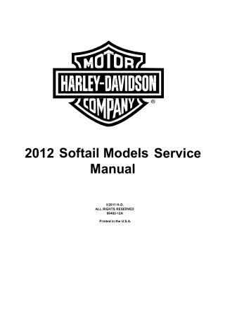 2012 Harley Davidson Softail Service Repair Manual Instant Download