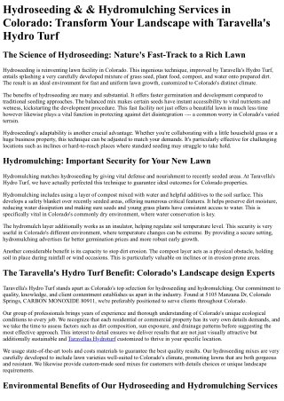 Taravellas Hydro Turf