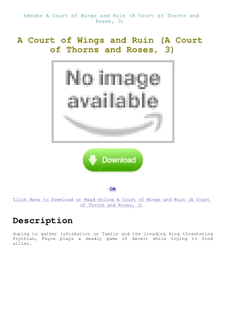 eBooks A Court of Wings and Ruin (A Court of Thorns and Roses  3)