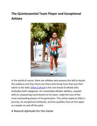The Quintessential Team Player and Exceptional Athlete