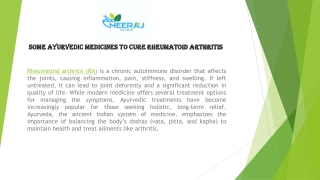 Some Ayurvedic Medicines to Cure Rheumatoid Arthritis