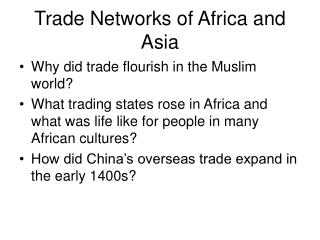 Trade Networks of Africa and Asia