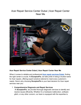 Acer Repair Service Center _ Acer Repair Center Near Me