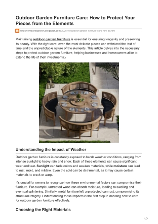 Outdoor Garden Furniture Care How to Protect Your Pieces from the Elements