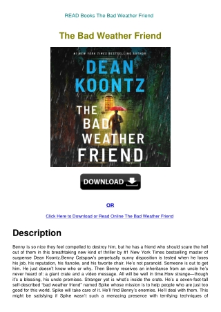 READ Books The Bad Weather Friend