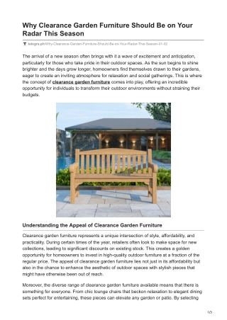 Why Clearance Garden Furniture Should Be on Your Radar This Season