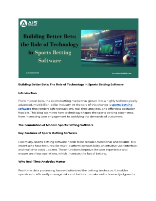 Building Better Bets: The Role of Technology in Sports Betting Software