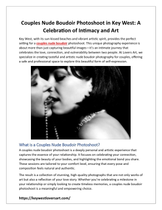 Couples Nude Boudoir Photoshoot in Key West: A Celebration of Intimacy and Art