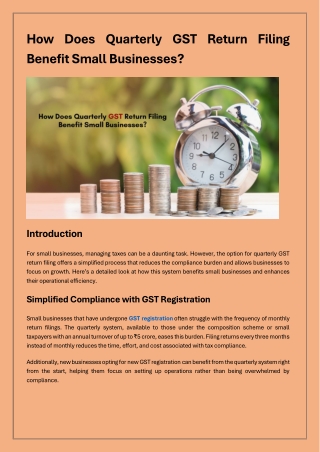 Quarterly GST Return Filing Benefit Small Businesses