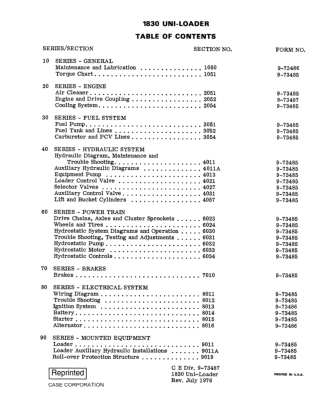 CASE 1830 Uni-Loader Service Repair Manual Instant Download (Part Number 9-73487)